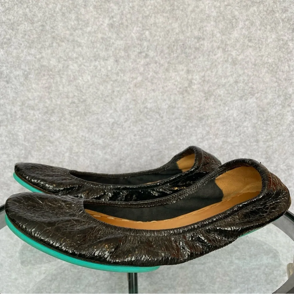 T22 Tieks by Gavrieli Obsidian Black embossed croc patent leather 9